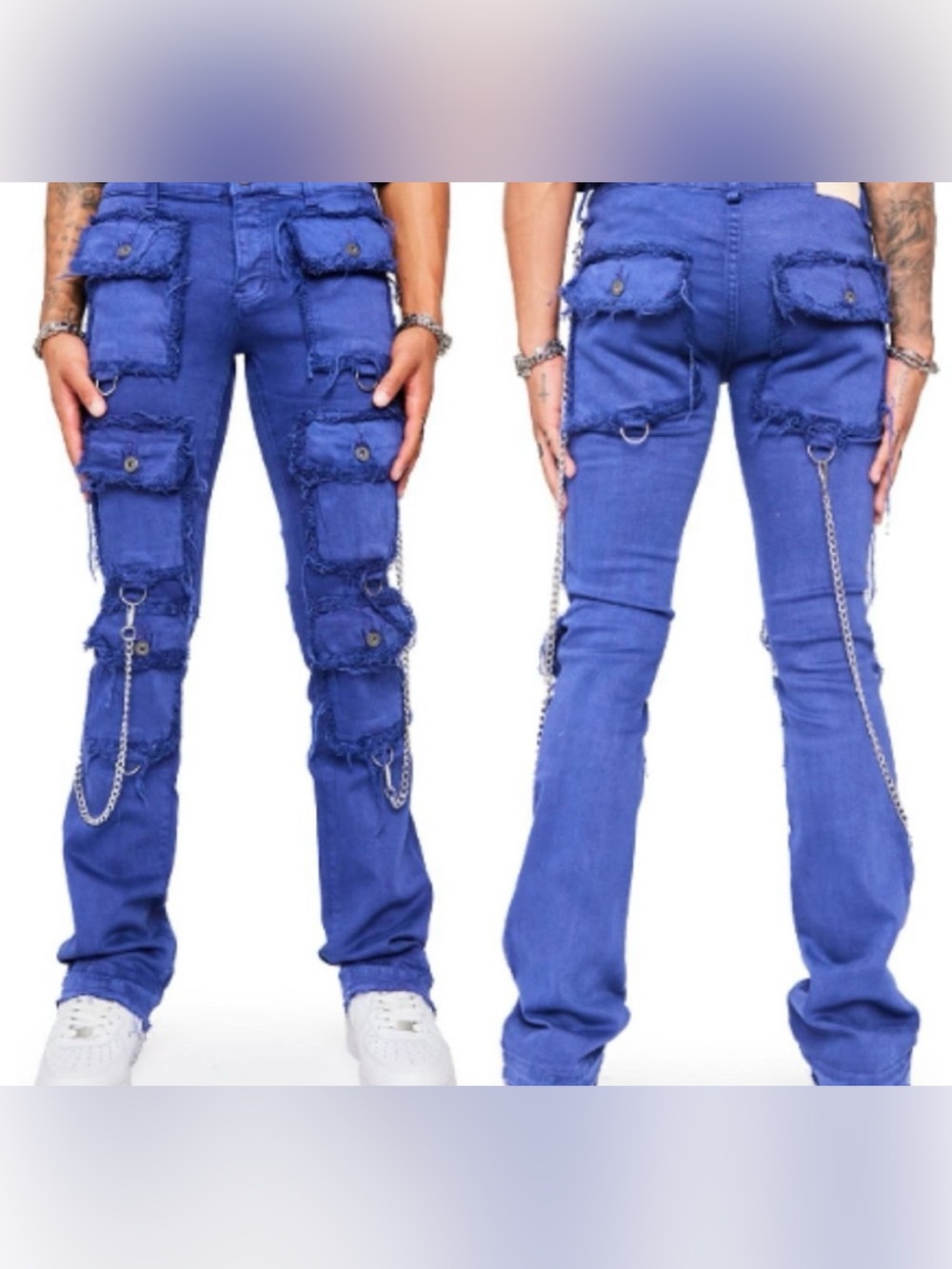 Valabasas STACKED HYBRID VIOLA SCURO FLARE LEG CARGO POCKETS Sz 32 Streetwear